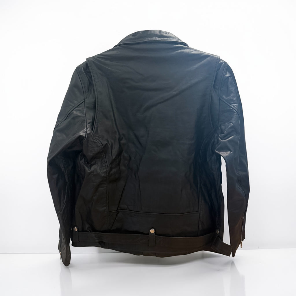 Schwarze Biker Lederjacke | Echtes Leder | Handgefertigt | Garantie