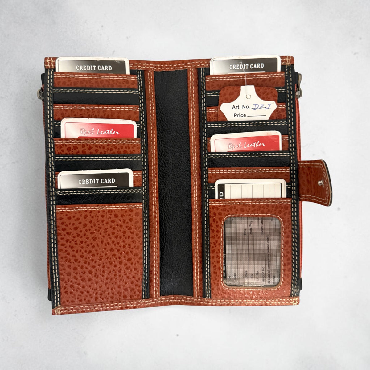 Gemustertes Leder Portemonnaie | Echtes Leder | Handgefertigt | Garantie