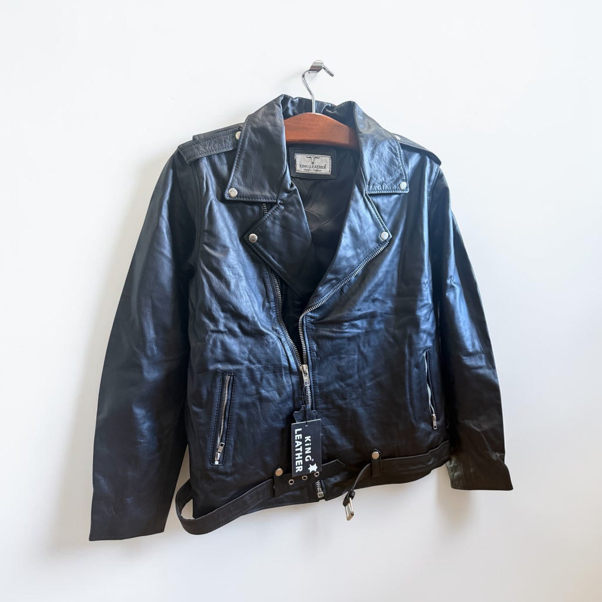 Schwarze Biker Lederjacke | Echtes Leder | Handgefertigt | Garantie