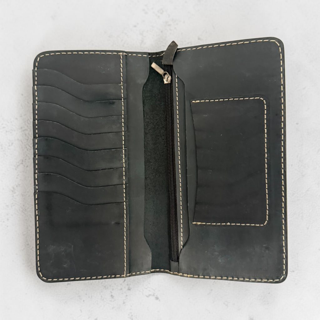 Dunkelbraunes Leder Portemonnaie | Echtes Leder | Handgefertigt | Garantie