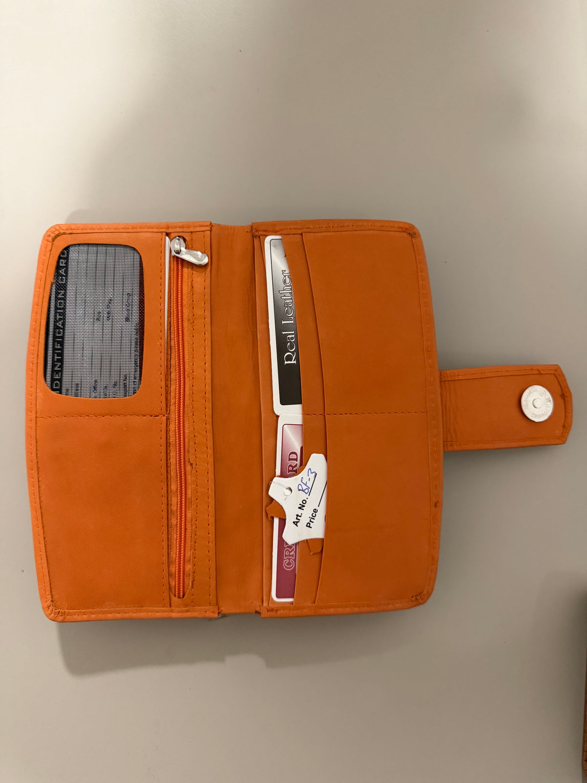 Damen Geldbörse aus Kunstleder – Orange mit Kartenfächern & Reißverschlussfach