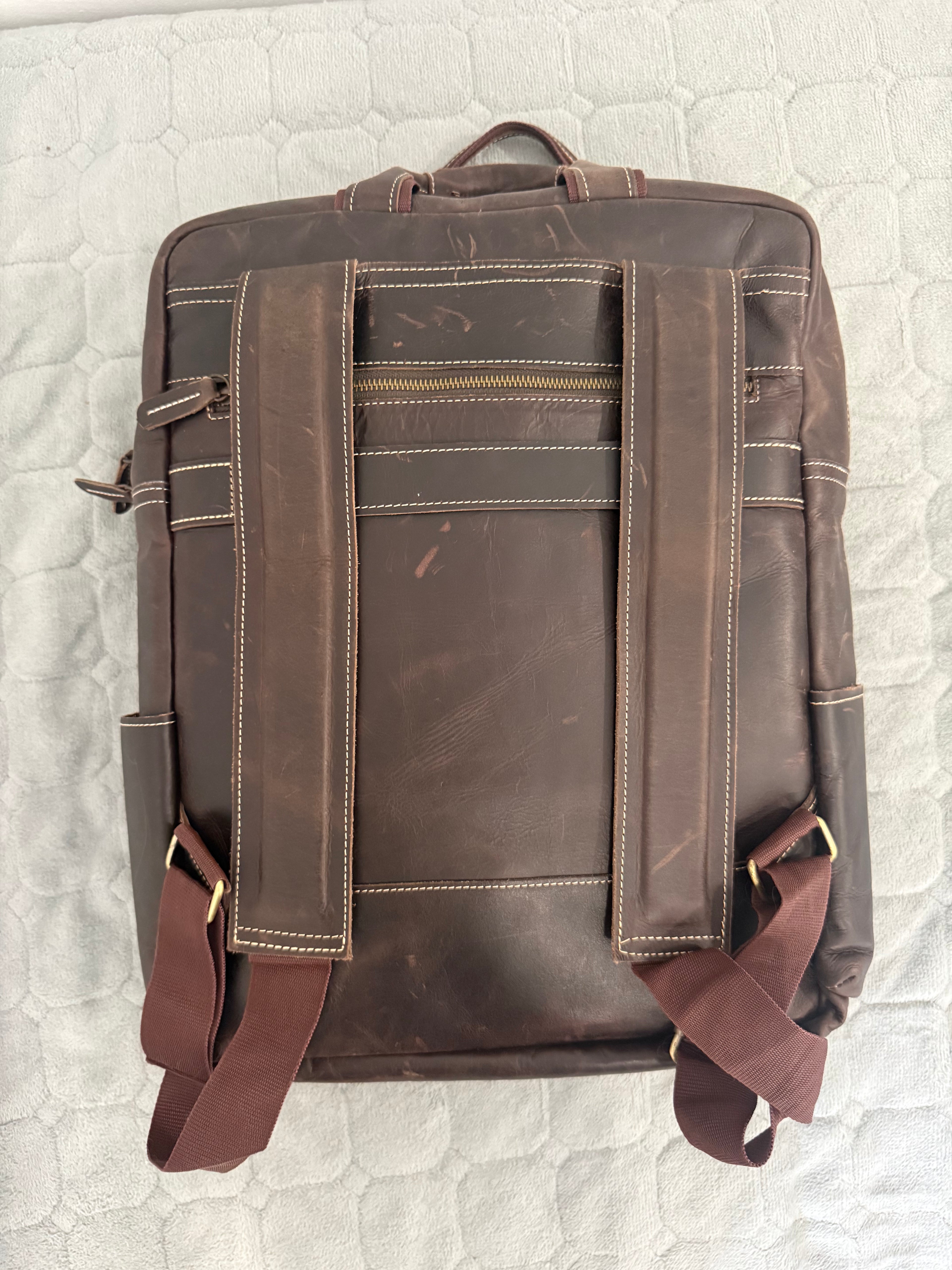 Vintage Leder-Rucksack in Dunkelbraun – Viele Fächer & viel Stauraum