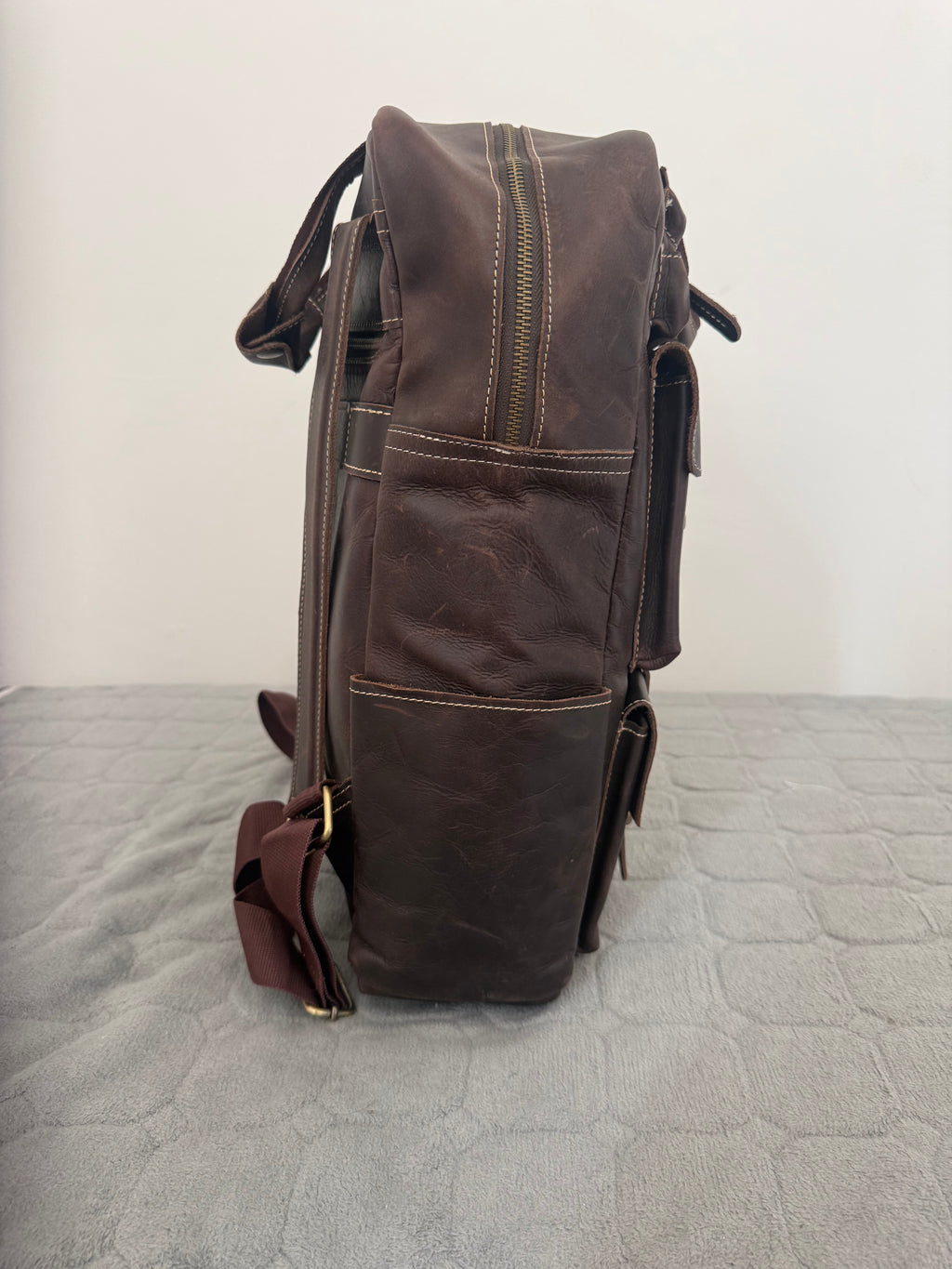 Vintage Leder-Rucksack in Dunkelbraun – Viele Fächer & viel Stauraum