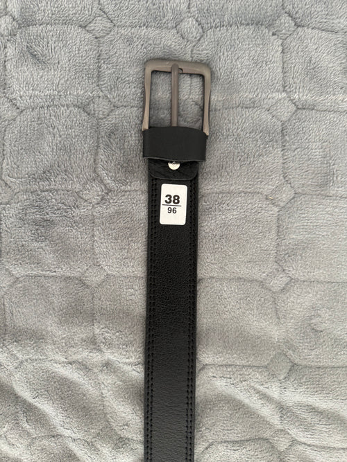 Damen und Herren Gürtel aus Leder – Schwarz mit Metallschnalle