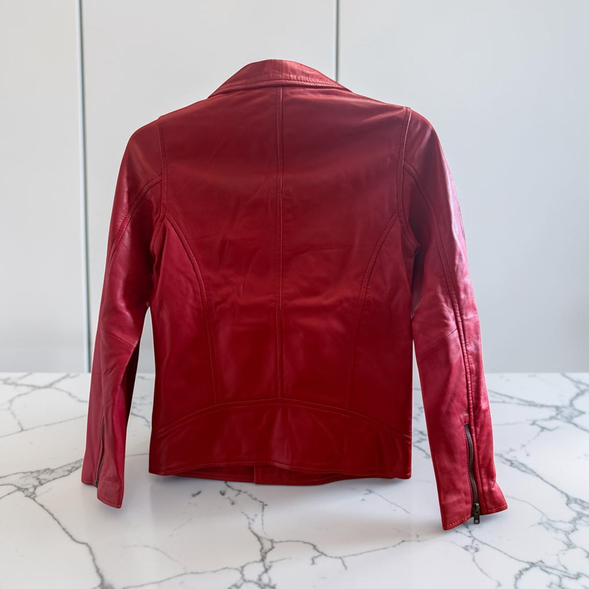 Rote Lederjacke | Echtes Leder | Handgefertigt | Garantie