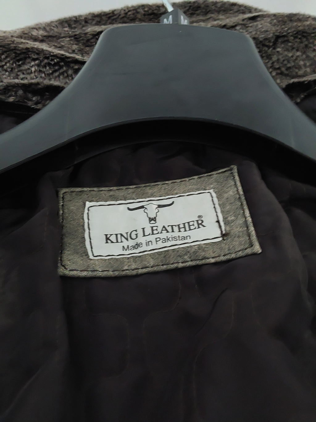 King leahter Vintage Leaderjacke graue Herren Winter Jacke, Bikerjacke (Größe m)