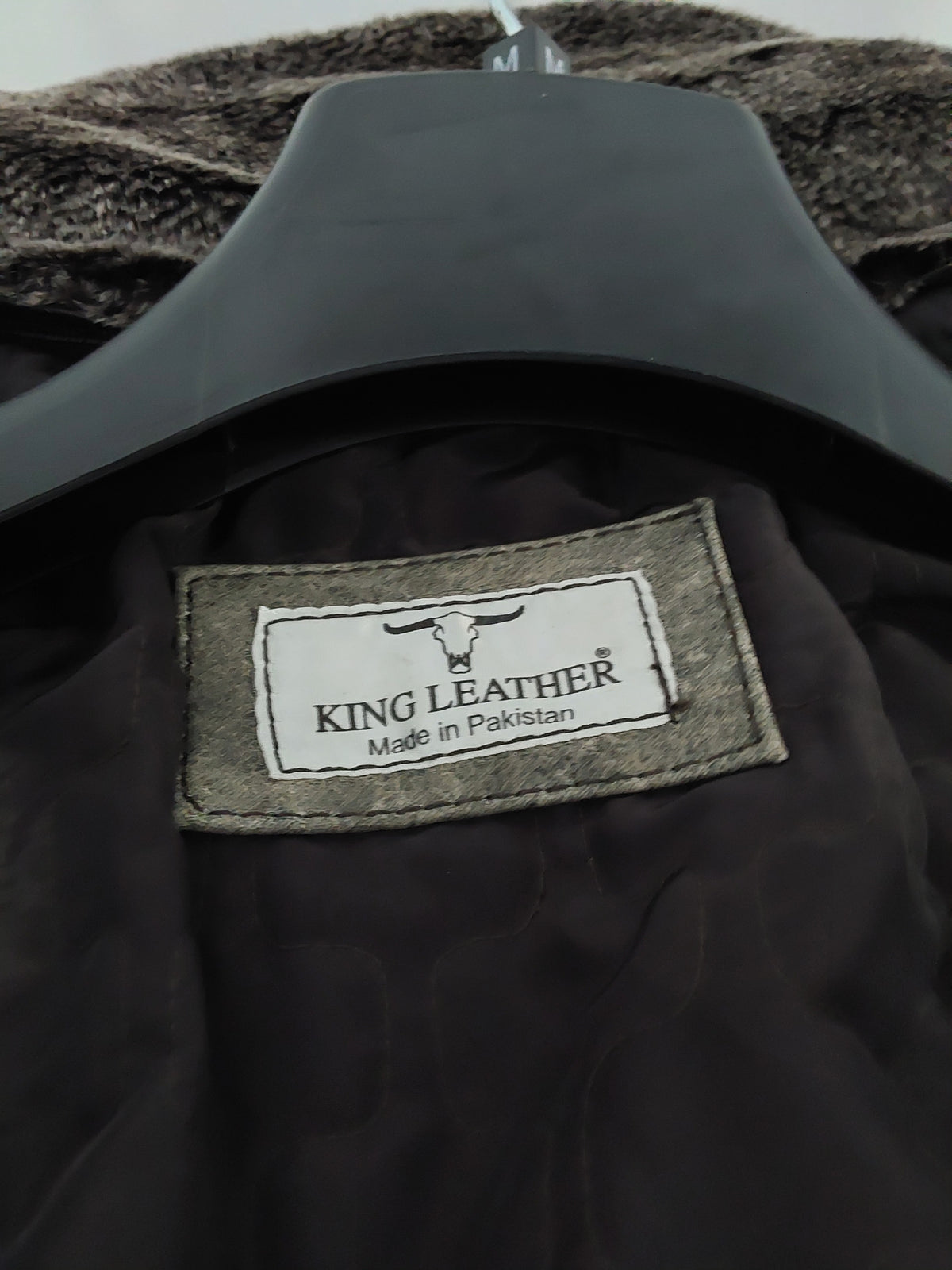 King leahter Vintage Leaderjacke graue Herren Winter Jacke, Bikerjacke (Größe m)