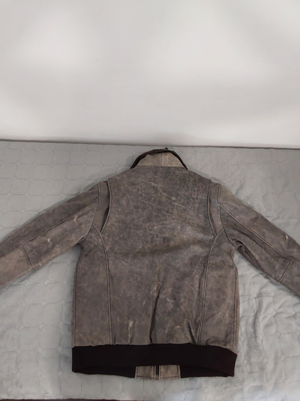 King leahter Vintage Leaderjacke graue Herren Winter Jacke, Bikerjacke (Größe m)